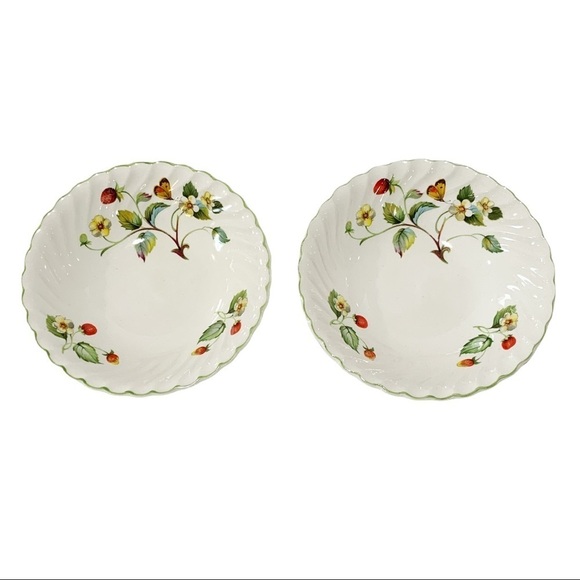 JAMES KENT Old Foley Staffordshire England Strawberries Butterflies Set of bowls - Picture 1 of 8